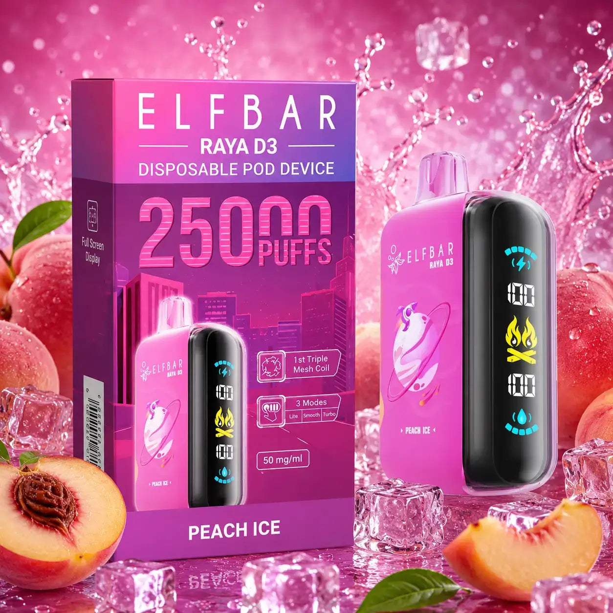 elfbar raya d3 vape pod - peach ice