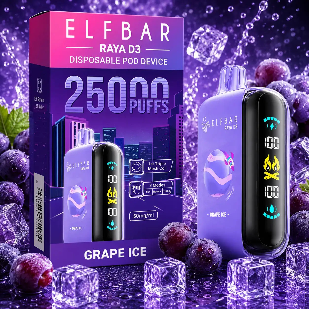 Elfbar Raya D3 vape - Grape Ice