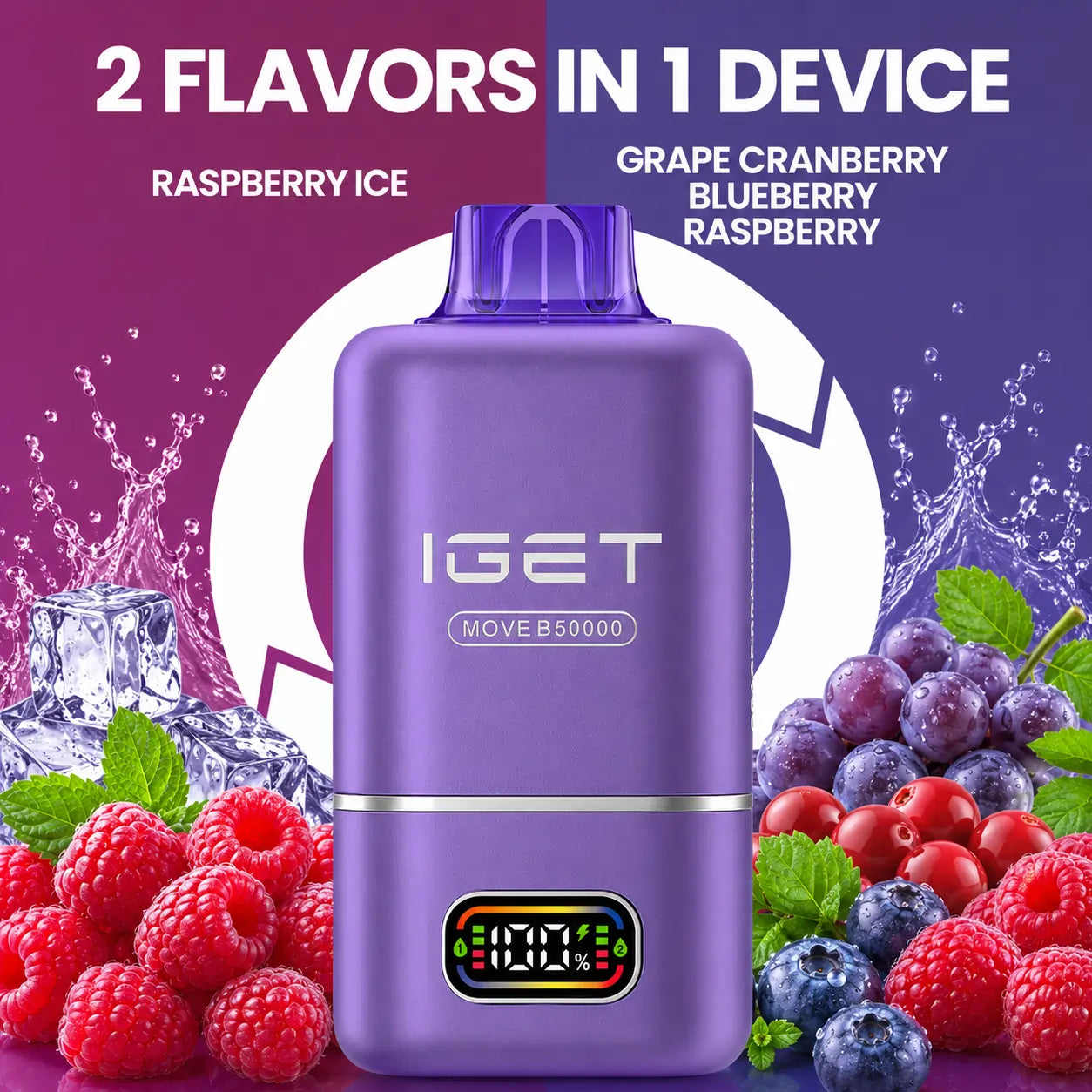 IGet Move B50000- Rasberry Ice + Grape ranberry